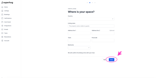 A screenshot of the listing address information in Truvi when creating a listing.