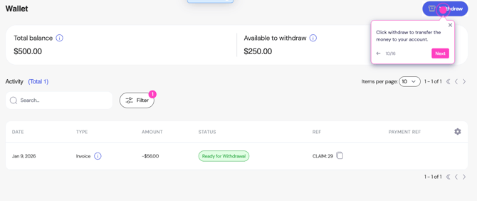 Truvi Wallet_ homepage with withdraw button pressed