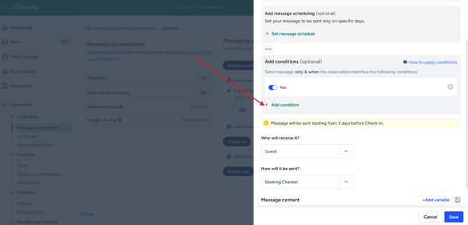 add condition guesty